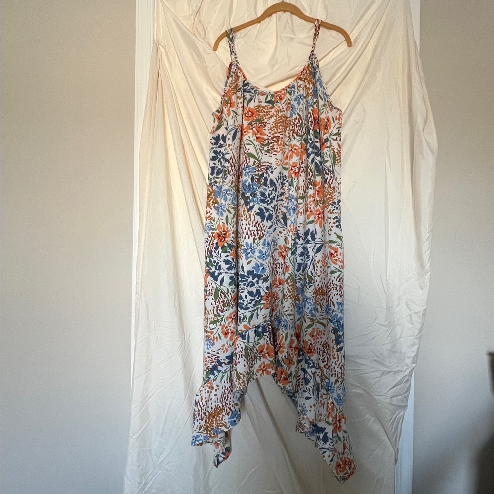Three Bird Nest Floral Dress with Blue and Orange - Picture 6 of 7